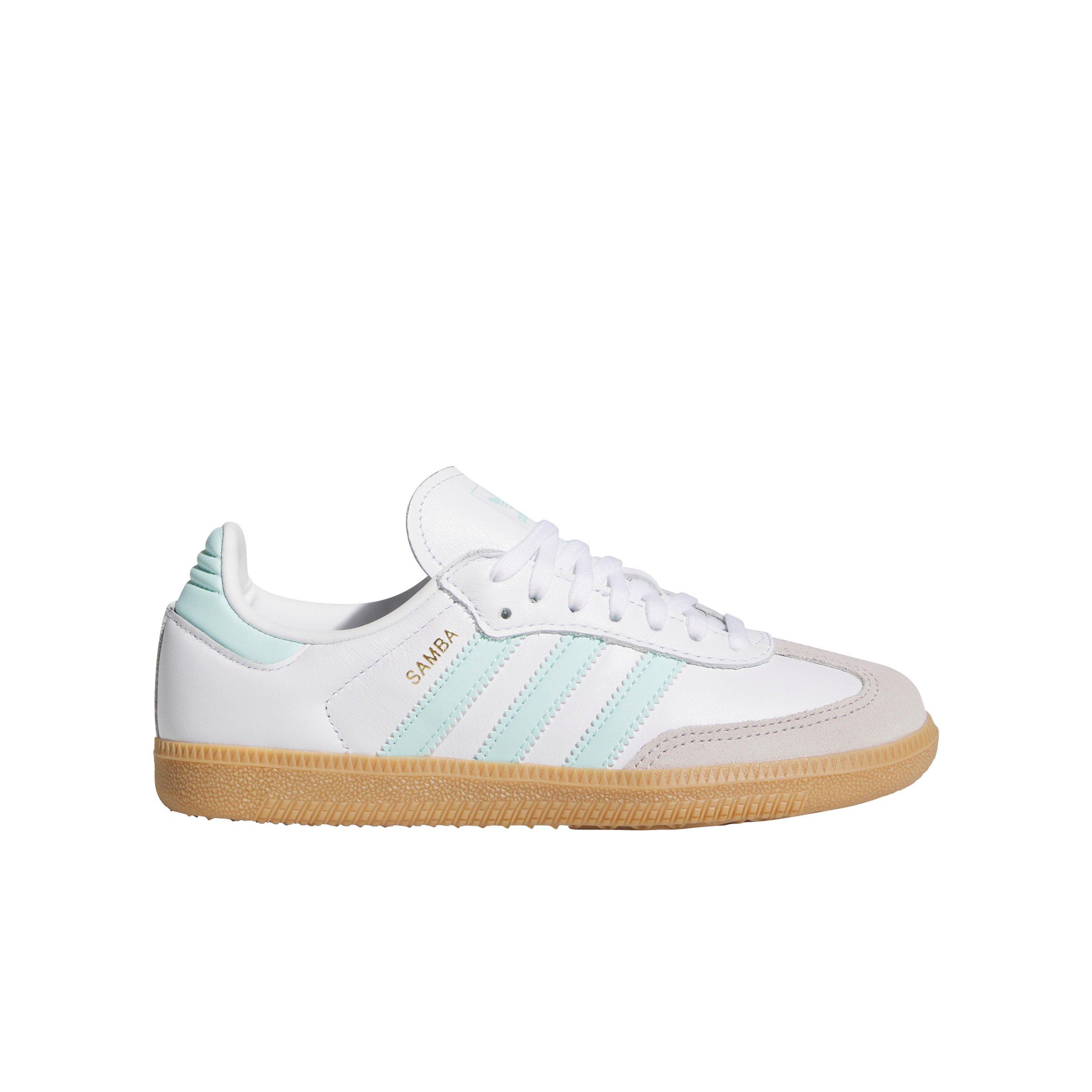 adidas Originals Samba OG "Ftwr White/Semi Flash Aqua/Gum" Grade School Girls' Shoe